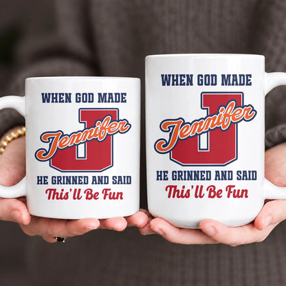 When God Made Your Name Personalized Baseball Mug JENNIFER 13K1 MG07