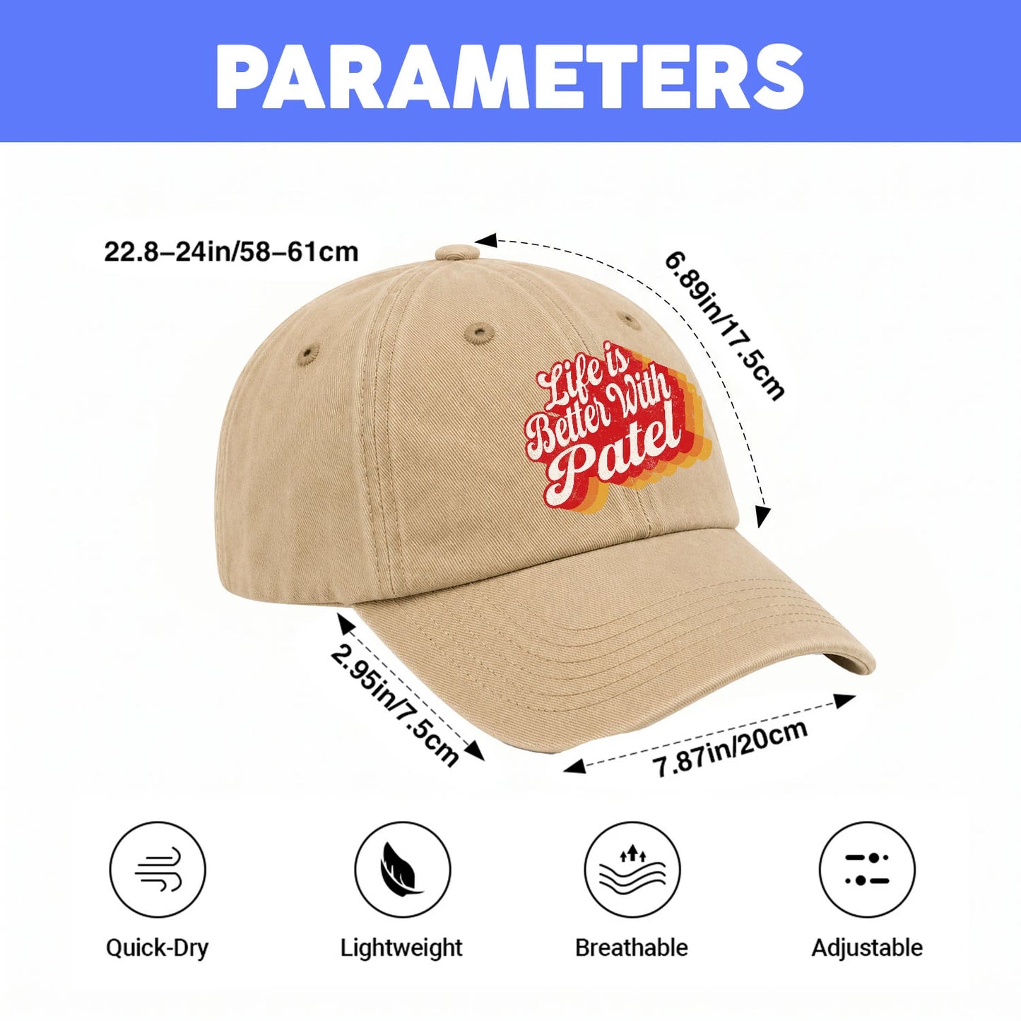 Life Is Better With Your Name Vintage Washed Cap PATEL 13K1 C67PF