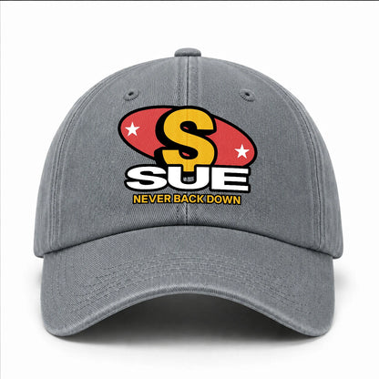 Never Back Down With Your Name And Initial Letter Washed Cap SUE 13K1 C82PF