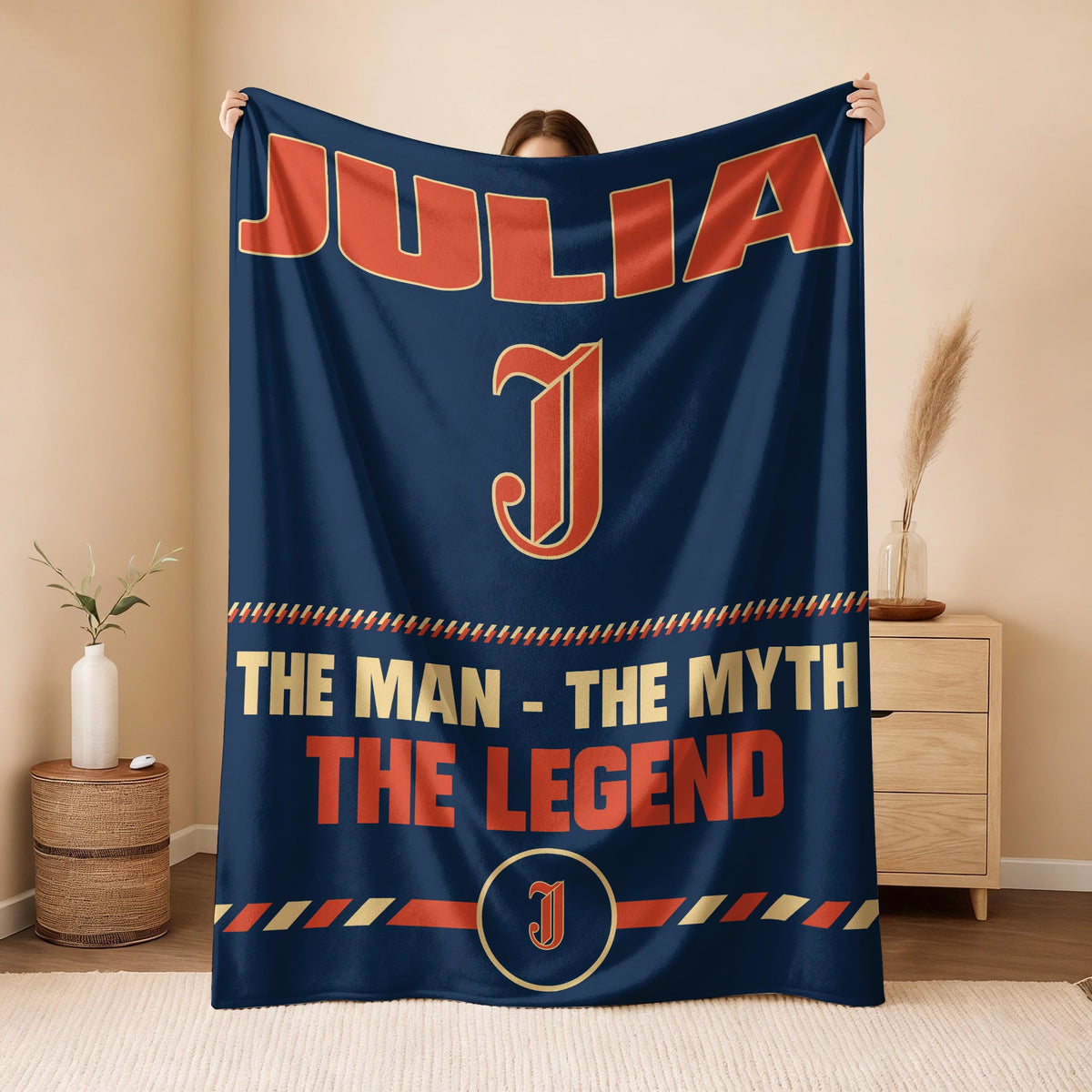 The Man The Myth The Legend Retro Fleece Blanket JULIA 13K1 BK53