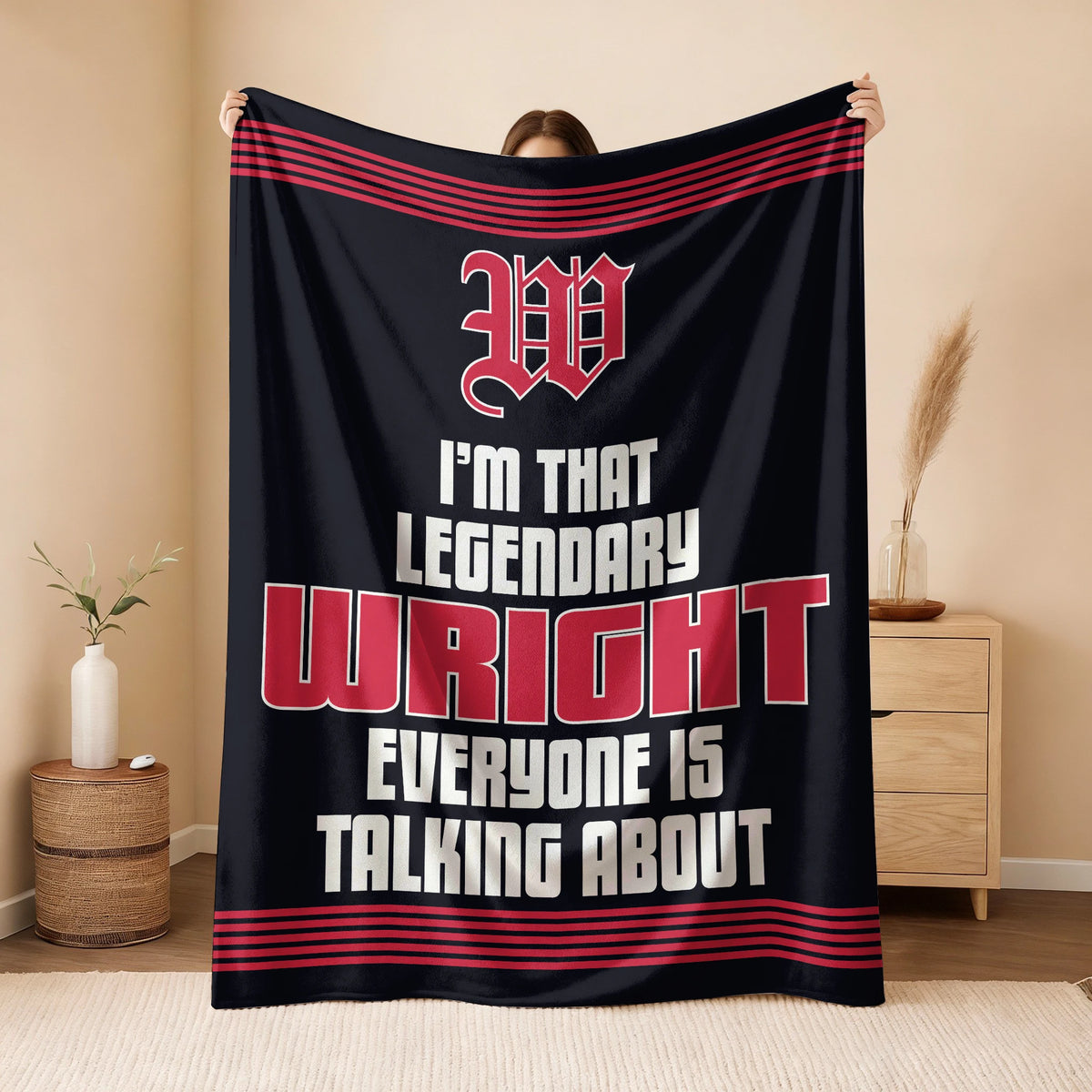 I'm That Legendary Name Dark Red Fleece Blanket WRIGHT 13K1 BK48