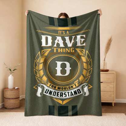 It's A Your Name Thing Olive Green Logo Fleece Blanket DAVE 13K1 BK31