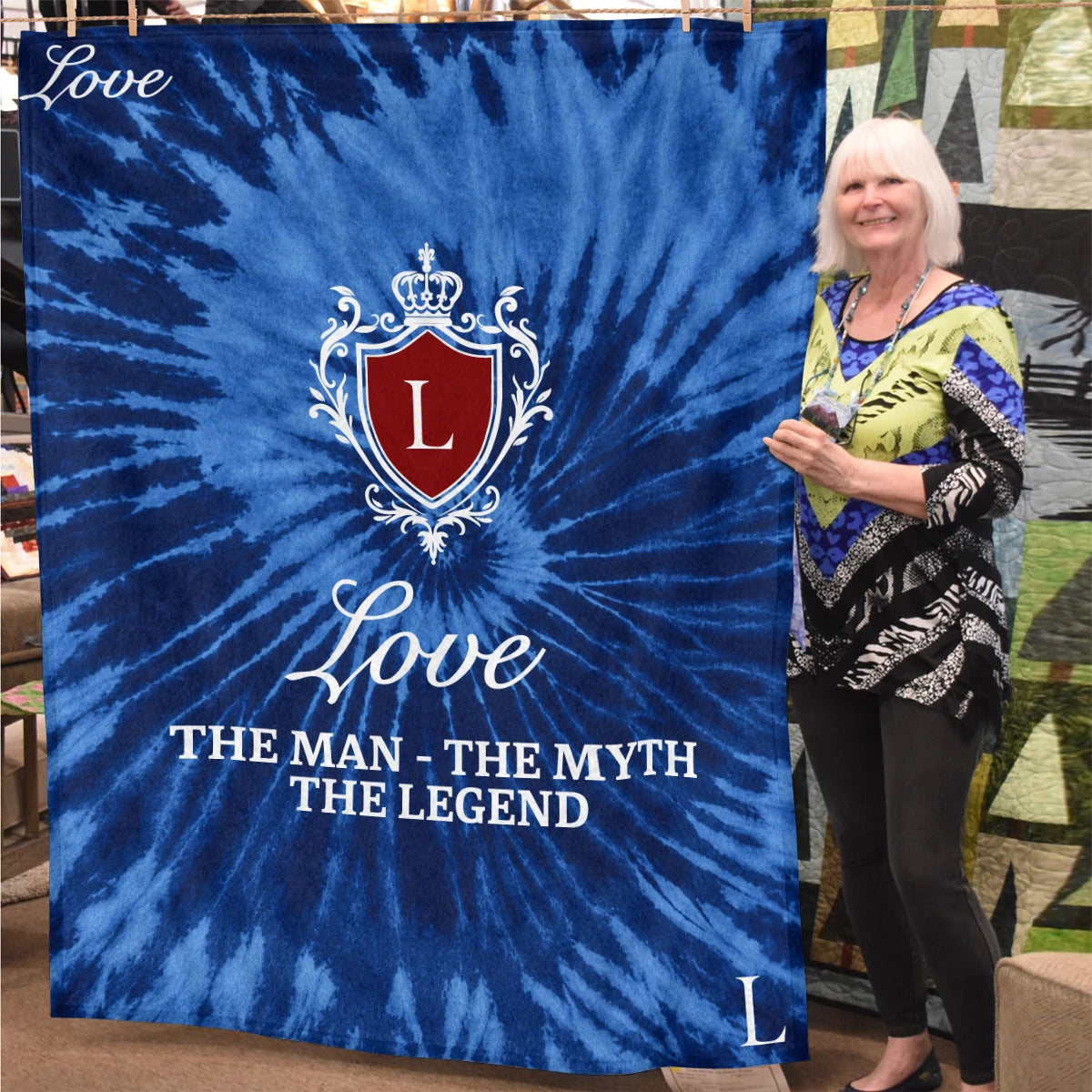 The Man The Myth The Legend Blue Waves Fleece Blanket LOVE 13K1 BK11
