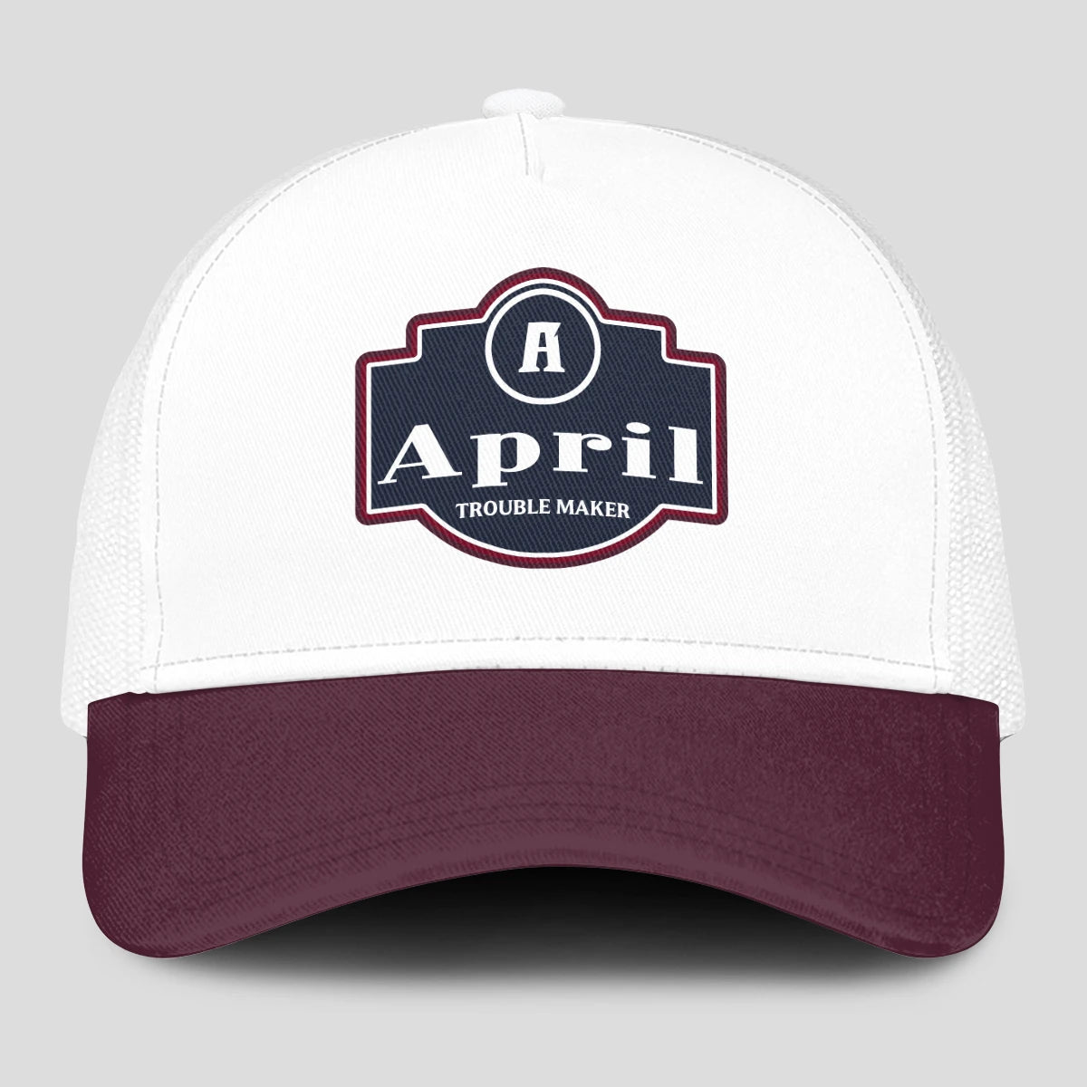 Trouble Maker Burgundy And White Funny Mesh Cap APRIL 13K1 C201PF