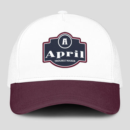 Trouble Maker Burgundy And White Funny Mesh Cap APRIL 13K1 C201PF