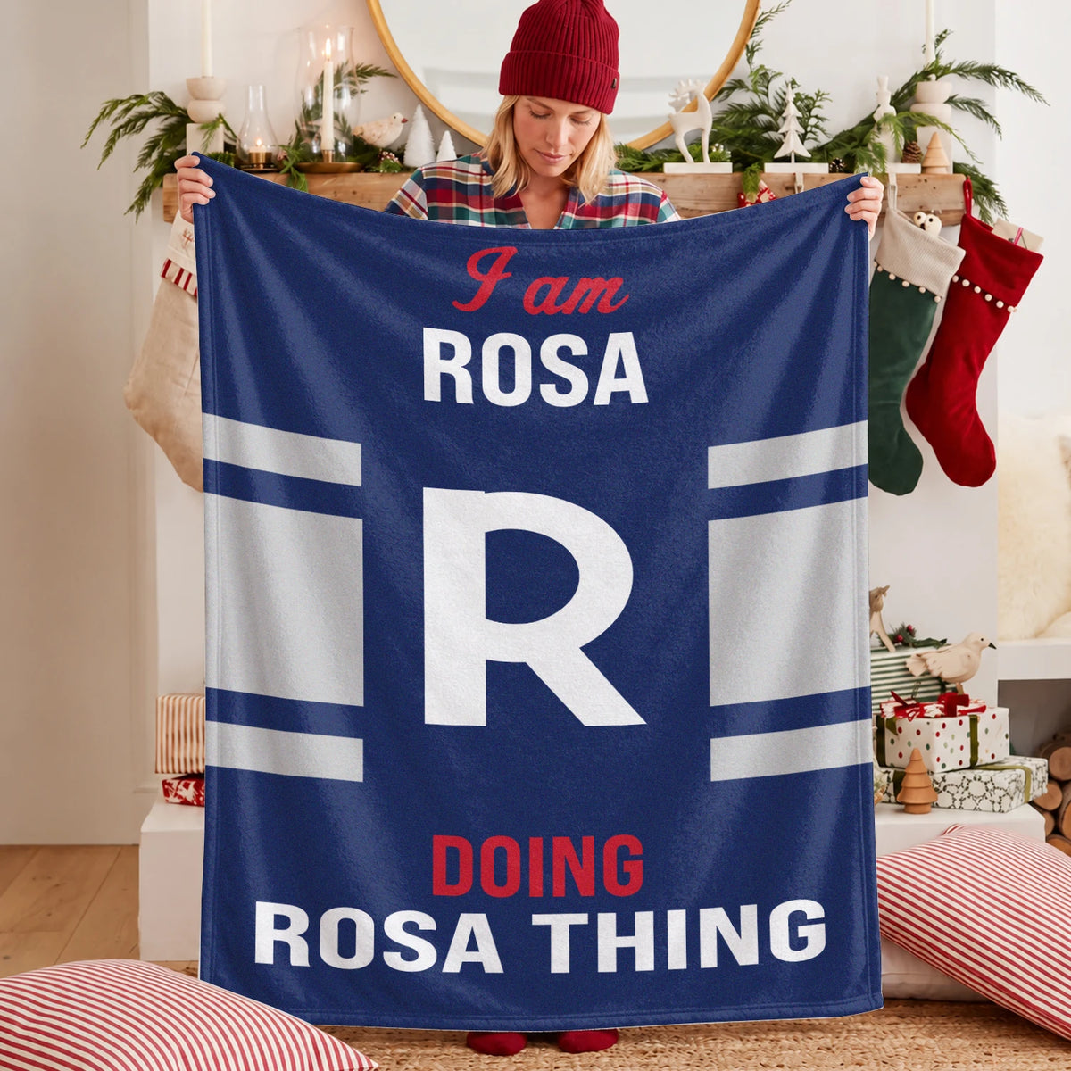 I'm Name Doing Name Things Navy Fleece Blanket ROSA 13K1 BK51