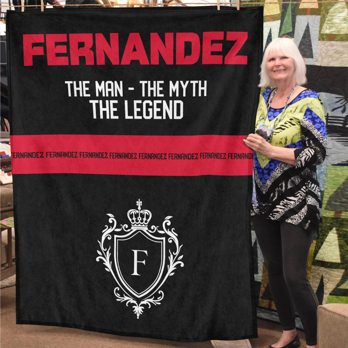 The Man The Myth The Legend Black Red Fleece Blanket FERNANDEZ 13K1 BK14
