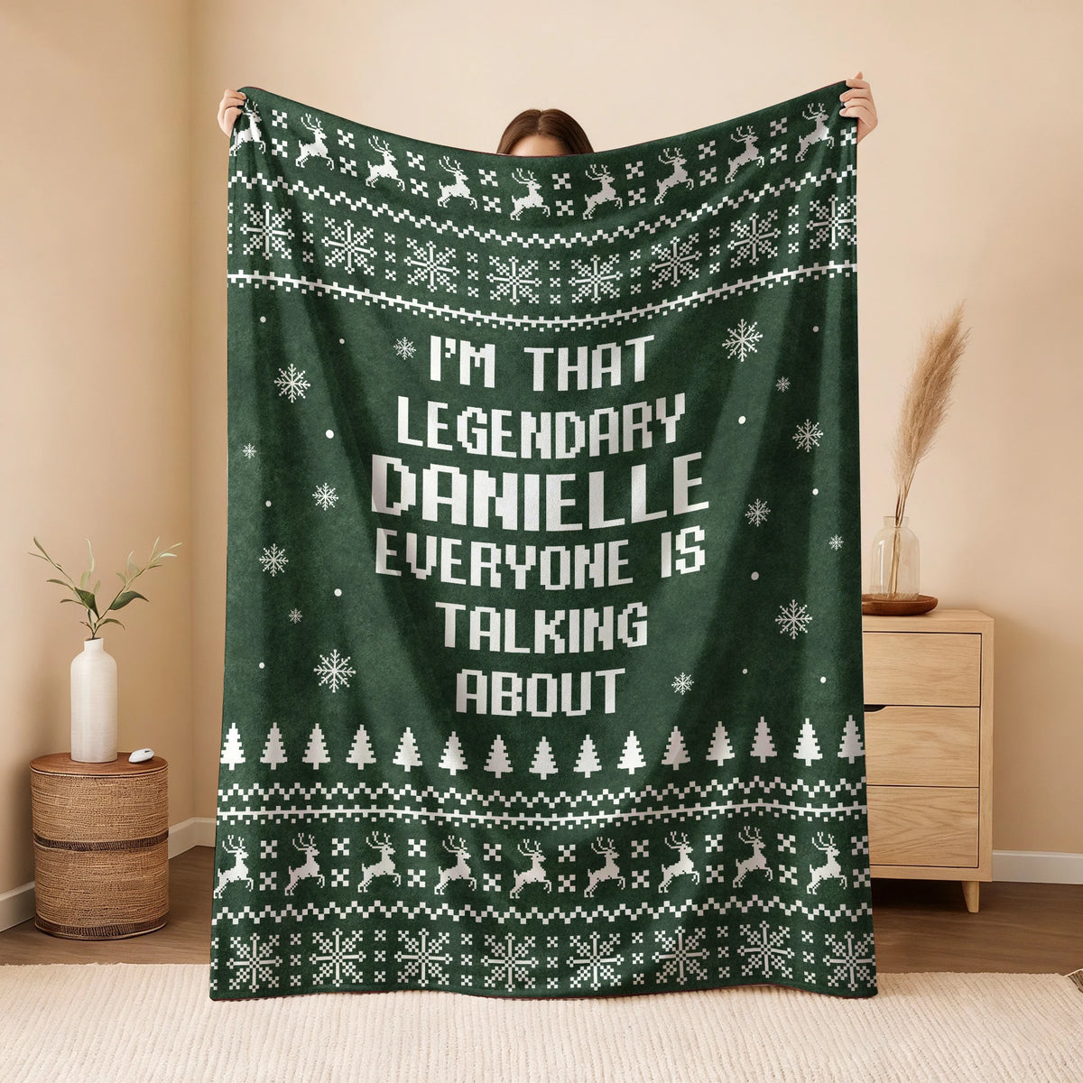 Legendary Your Name Funny Green Christmas Fleece Blanket DANIELLE 13K1 BK43