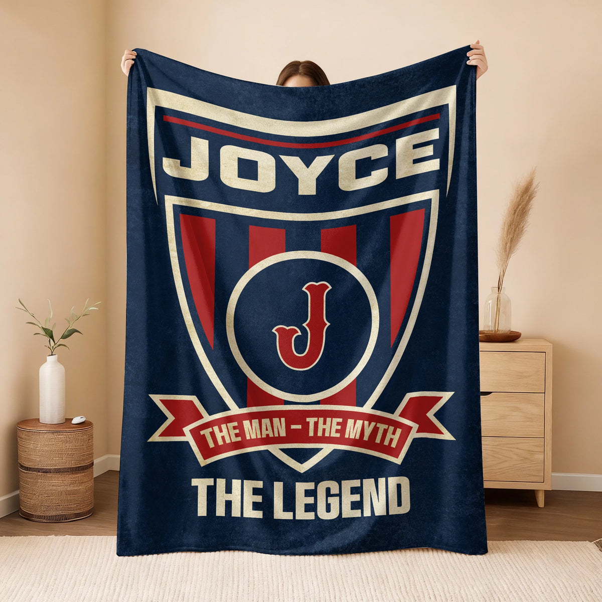 The Man The Myth The Legend Blue Burgundy Baseball Blanket JOYCE 13K1 BK18