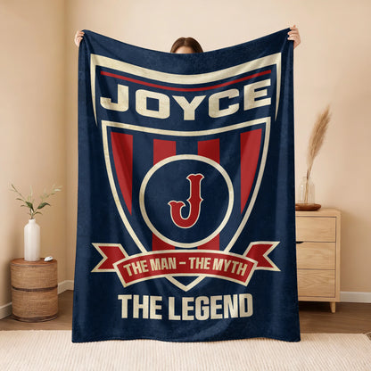 The Man The Myth The Legend Blue Burgundy Baseball Blanket JOYCE 13K1 BK18