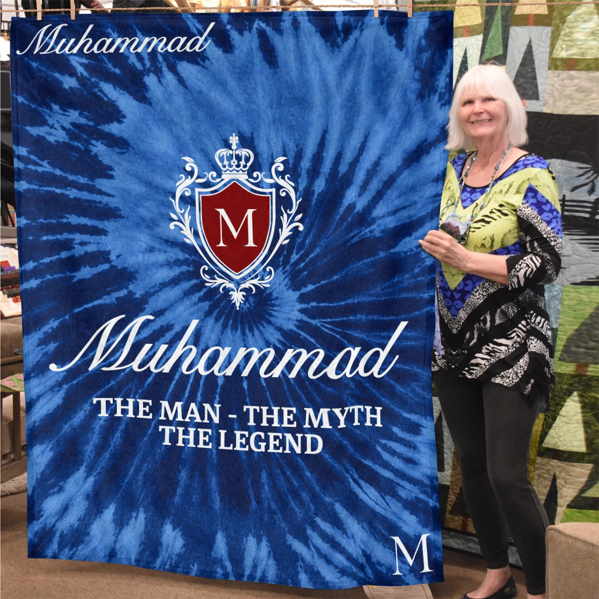 The Man The Myth The Legend Blue Waves Fleece Blanket MUHAMMAD 13K1 BK11