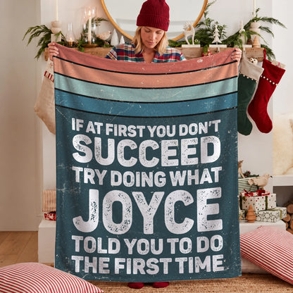 If At First You Don’t Succeed Retro Green Fleece Blanket JOYCE 13K1 BK29