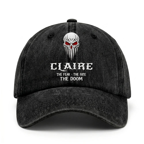 Your Name The Fear The Fate The Doom Skull Washed Cap CLAIRE 13K1 C98PF