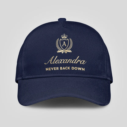 Never Back Down Luxury Crest Navy Cap ALEXANDRA 13K1 C167PF