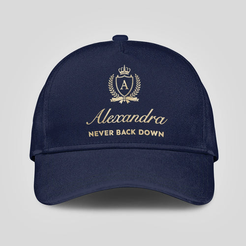 Never Back Down Luxury Crest Navy Cap ALEXANDRA 13K1 C167PF