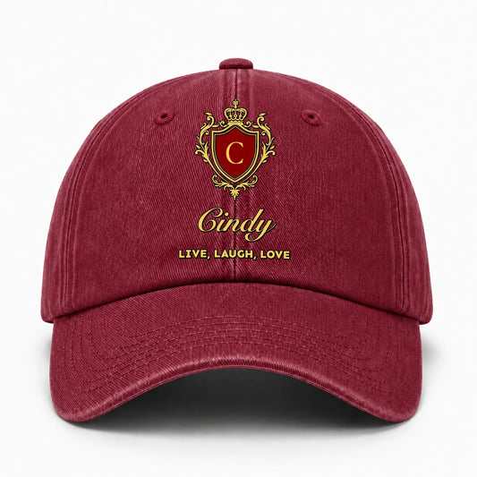 Live Laugh Love Luxury Burgundy Washed Cap CINDY 13K1 C119PF