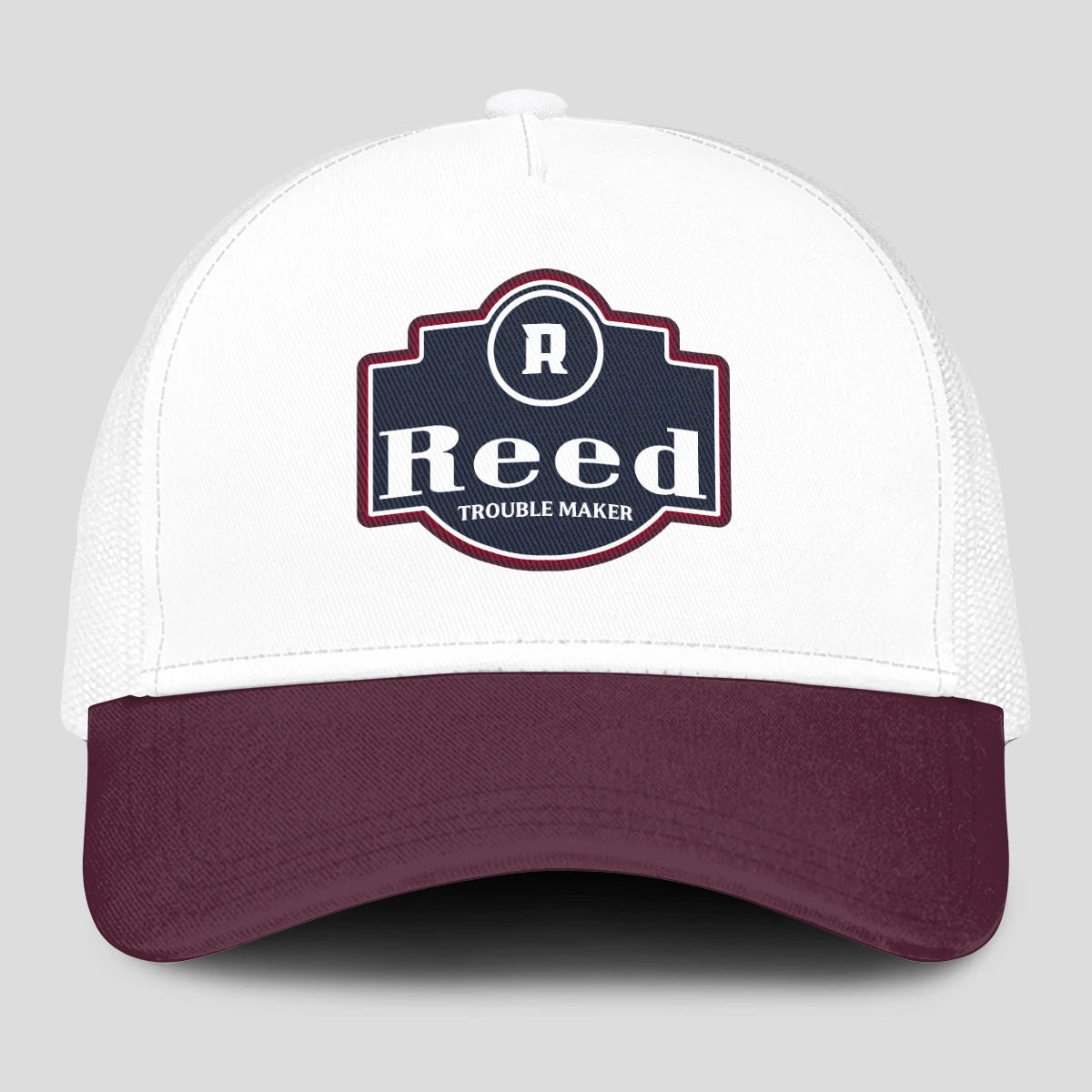 Trouble Maker Burgundy And White Funny Mesh Cap REED 13K1 C201PF