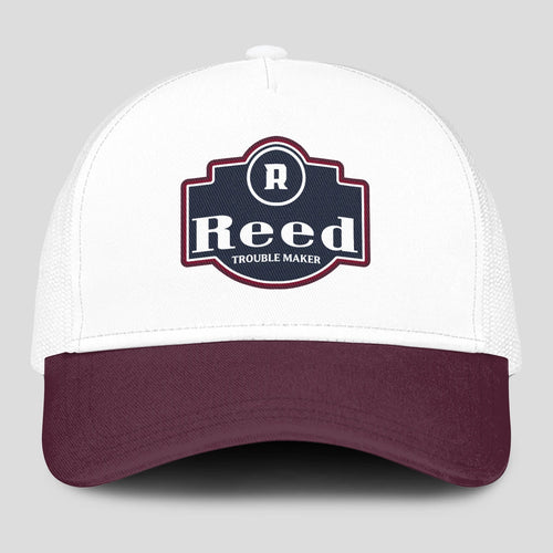 Trouble Maker Burgundy And White Funny Mesh Cap REED 13K1 C201PF