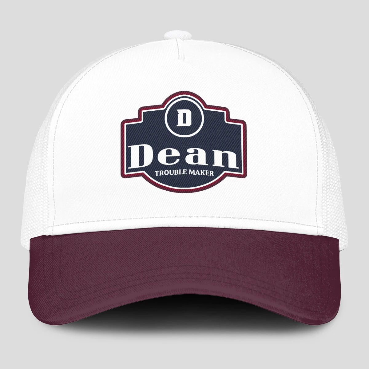 Trouble Maker Burgundy And White Funny Mesh Cap DEAN 13K1 C201PF