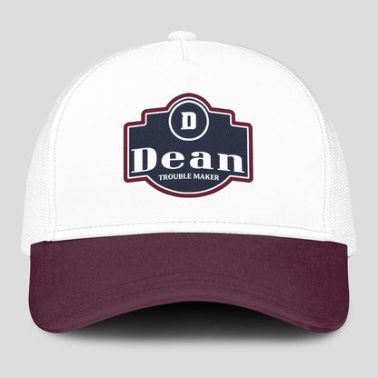 Trouble Maker Burgundy And White Funny Mesh Cap DEAN 13K1 C201PF
