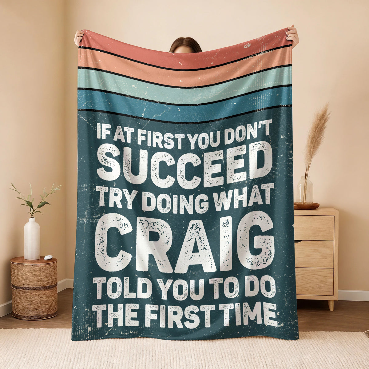 If At First You Don’t Succeed Retro Green Fleece Blanket CRAIG 13K1 BK29