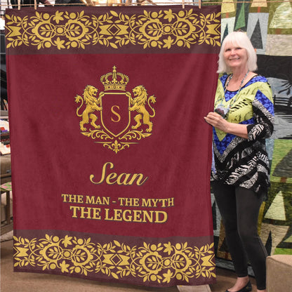 The Man The Myth The Legend Royal Red And Yellow Fleece Blanket SEAN 13K1 BK05