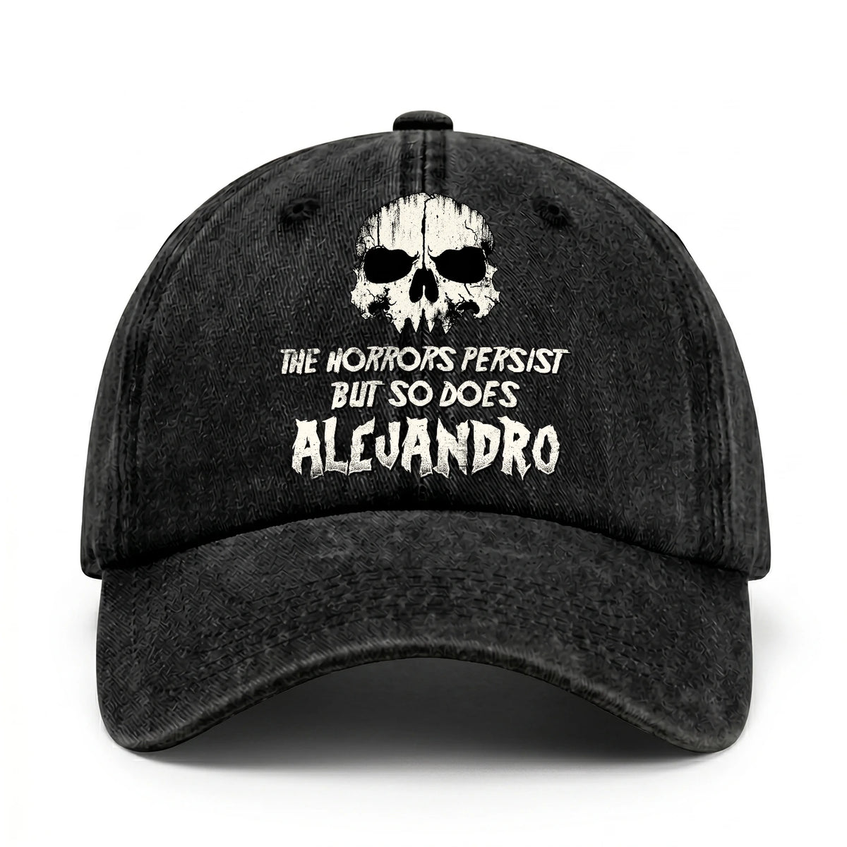 The Horrors Persist But So Does Your Name Cool Skull Washed Cap ALEJANDRO 13K1 C134PF
