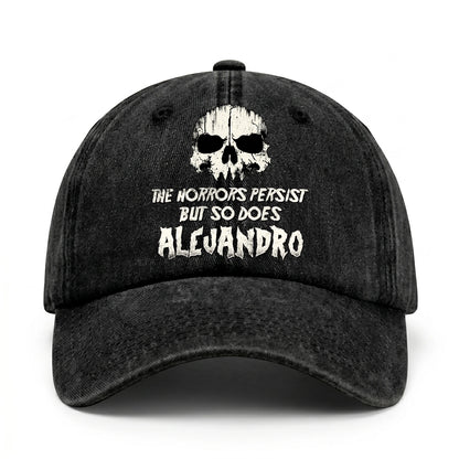 The Horrors Persist But So Does Your Name Cool Skull Washed Cap ALEJANDRO 13K1 C134PF