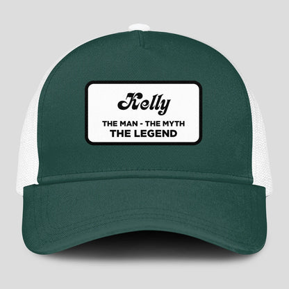 The Man The Myth The Legend Green And White Mesh Cap KELLY 13K1 C198PF