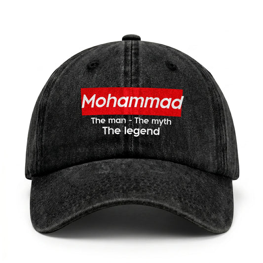 Your Name The Man The Myth The Legend Red Logo Washed Cap MOHAMMAD 13K1 C130PF