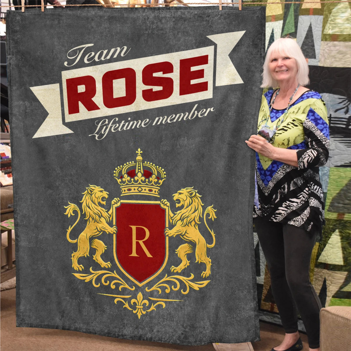 Team Your Name Lifetime Member Charcoal Blanket ROSE 13K1 BK20