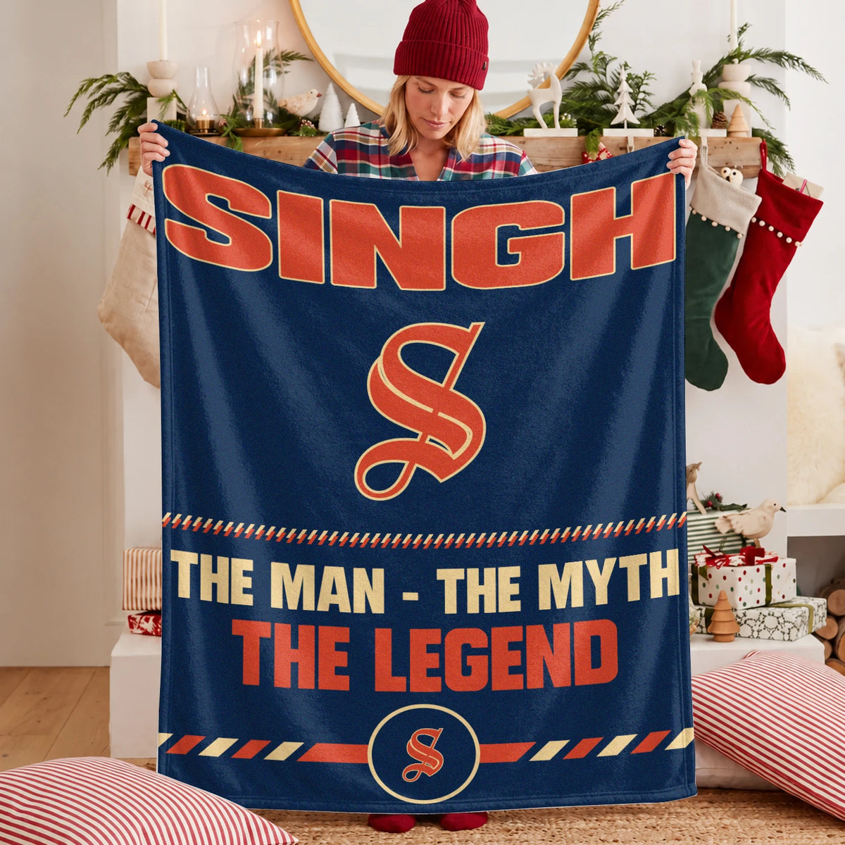 The Man The Myth The Legend Retro Fleece Blanket SINGH 13K1 BK53
