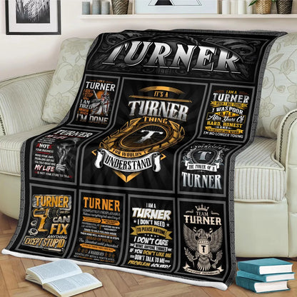 TURNER Personalized Blanket | Custom Name Cozy Throw Gift 13K1-BK2