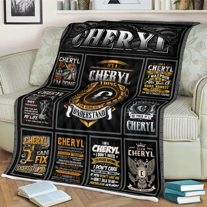CHERYL Personalized Blanket | Custom Name Cozy Throw Gift 13K1-BK2
