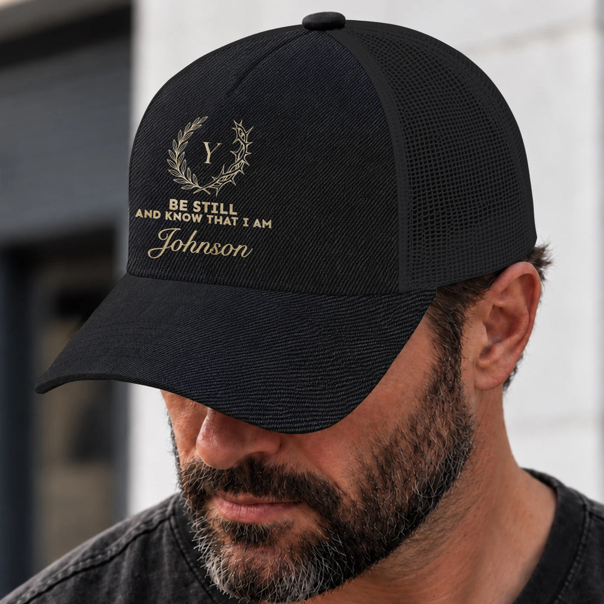 Be Still And Know That I Am Name Black Mesh Cap JOHNSON 13K1 C202PF