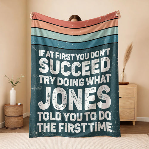 If At First You Don’t Succeed Retro Green Fleece Blanket JONES 13K1 BK29