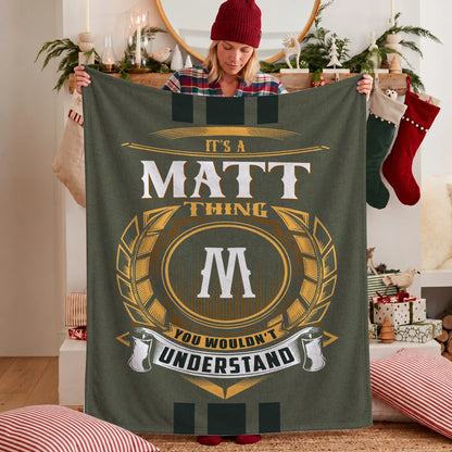 It's A Your Name Thing Olive Green Logo Fleece Blanket MATT 13K1 BK31