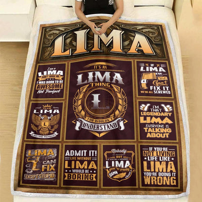 LIMA Personalized Blanket | Custom Name Cozy Throw Gift 13K1-BK4