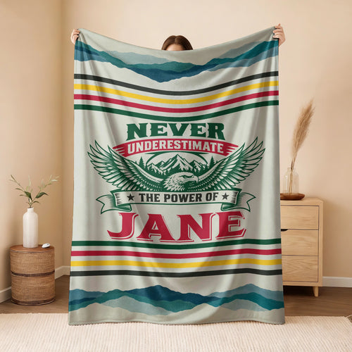 Never Underestimate Your Name Vintage Mountain Fleece Blanket JANE 13K1 BK44