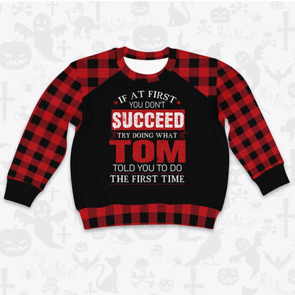 TOM Buffalo Plaid Pajamas Set Sweater & Pants 13K1-EV2