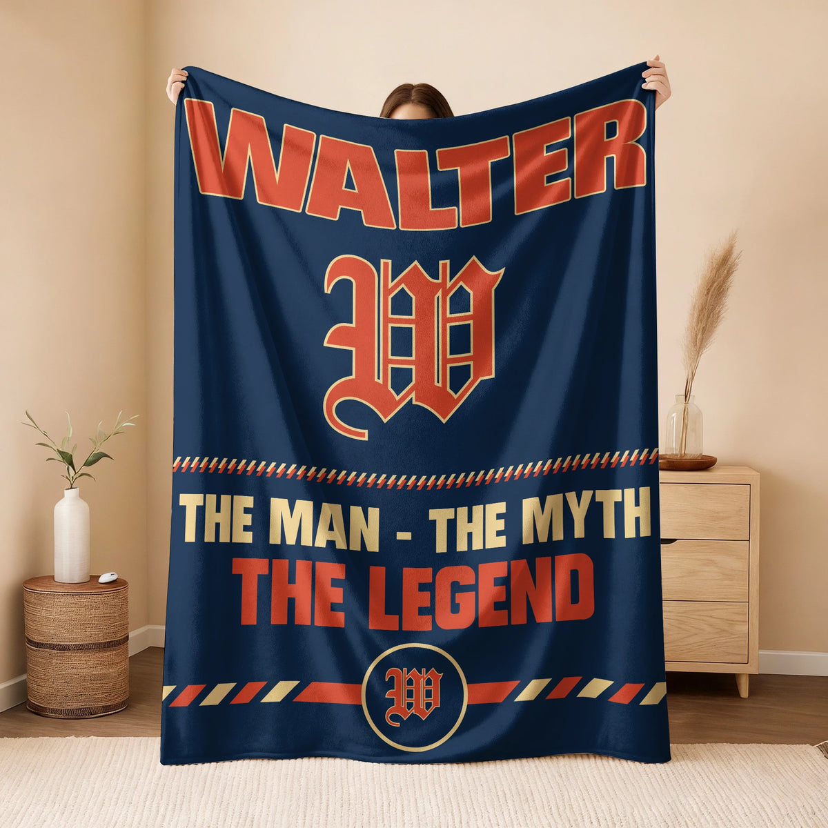 The Man The Myth The Legend Retro Fleece Blanket WALTER 13K1 BK53