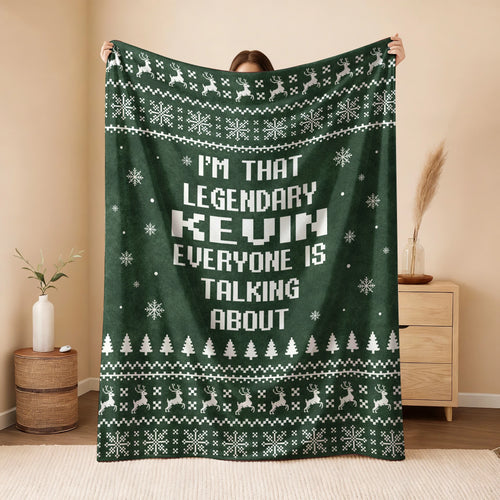 Legendary Your Name Funny Green Christmas Fleece Blanket KEVIN 13K1 BK43