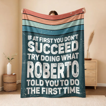 If At First You Don’t Succeed Retro Green Fleece Blanket ROBERTO 13K1 BK29
