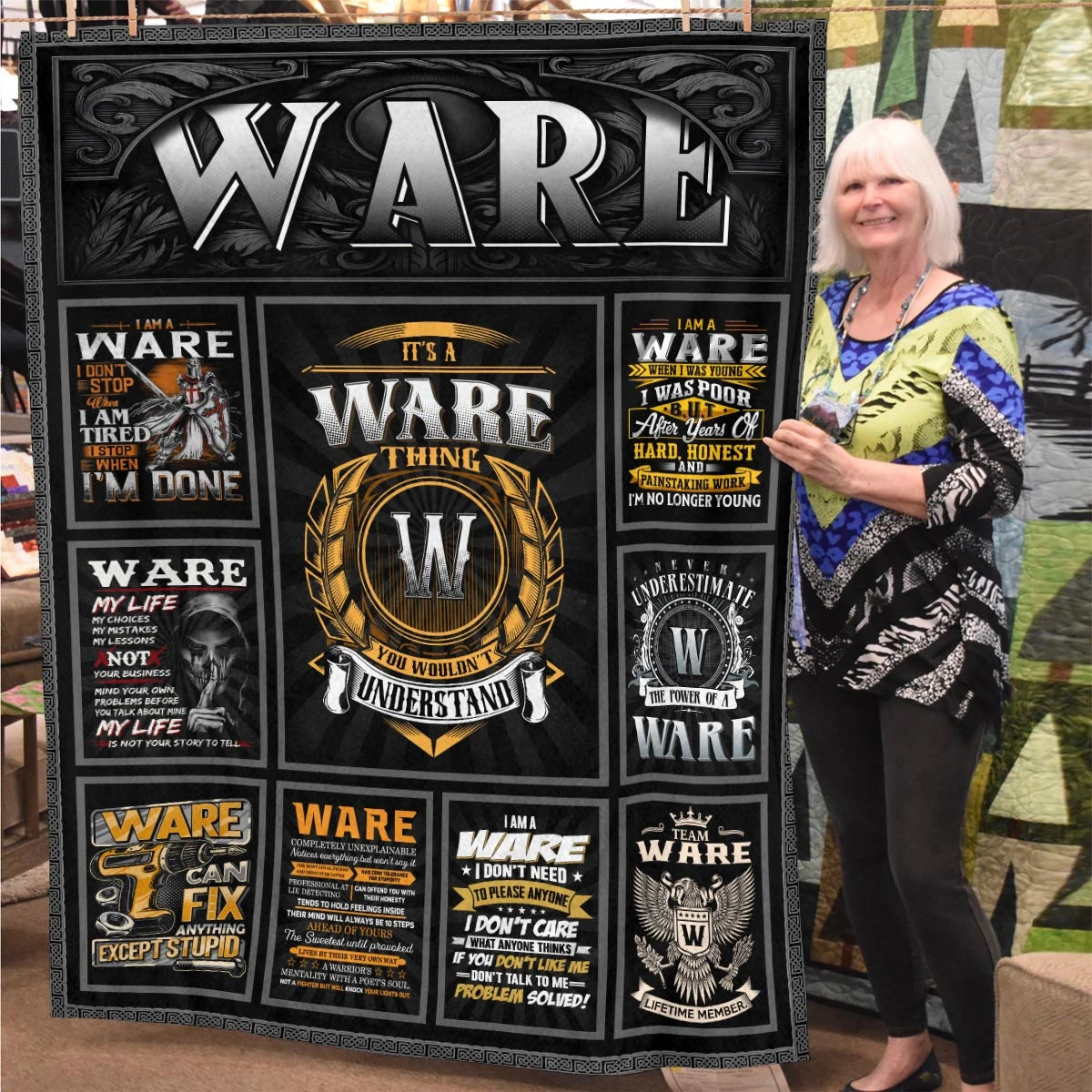 WARE Personalized Blanket | Custom Name Cozy Throw Gift 13K5-BK2