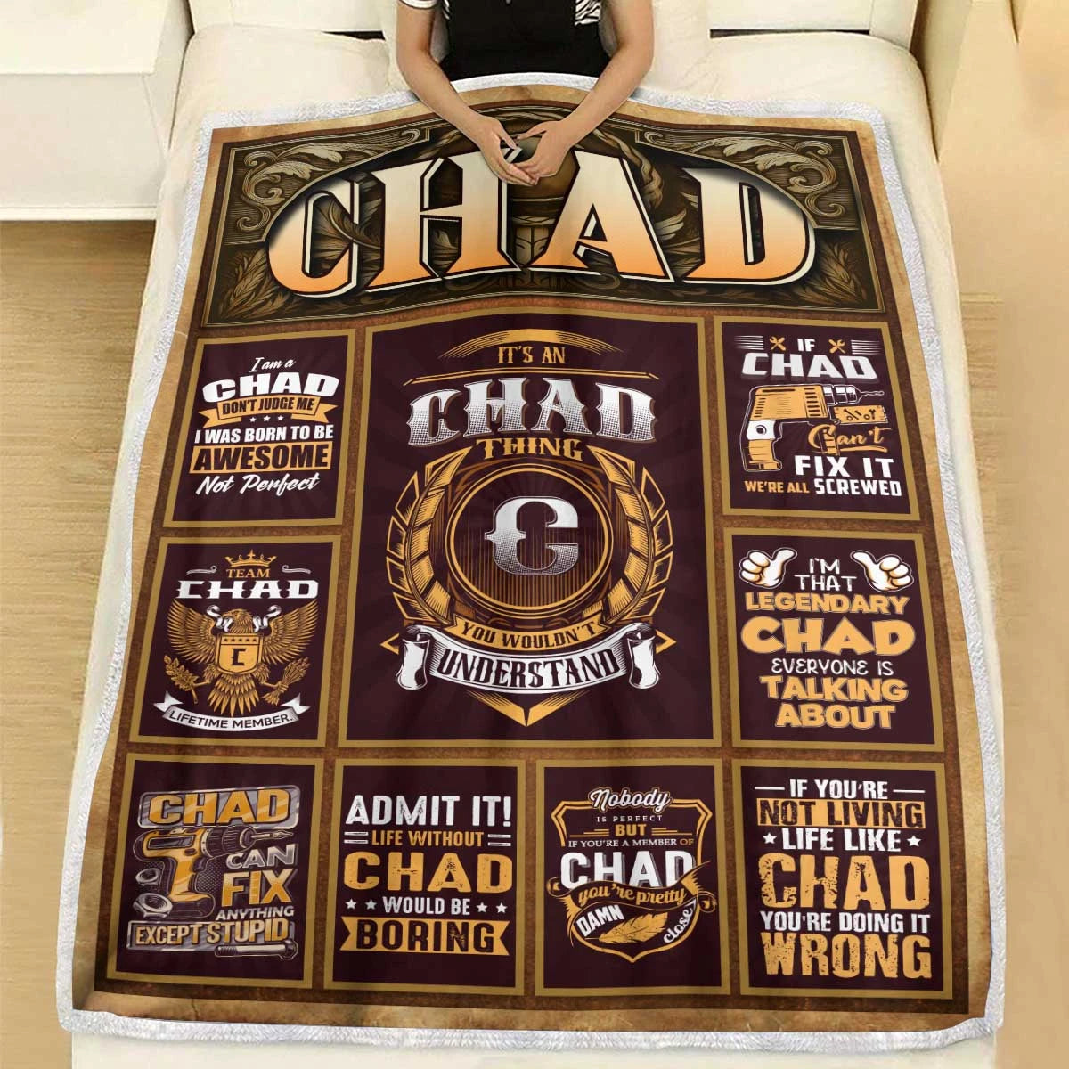CHAD Personalized Blanket | Custom Name Cozy Throw Gift 13K1-BK4