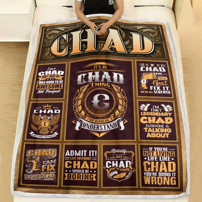 CHAD Personalized Blanket | Custom Name Cozy Throw Gift 13K1-BK4