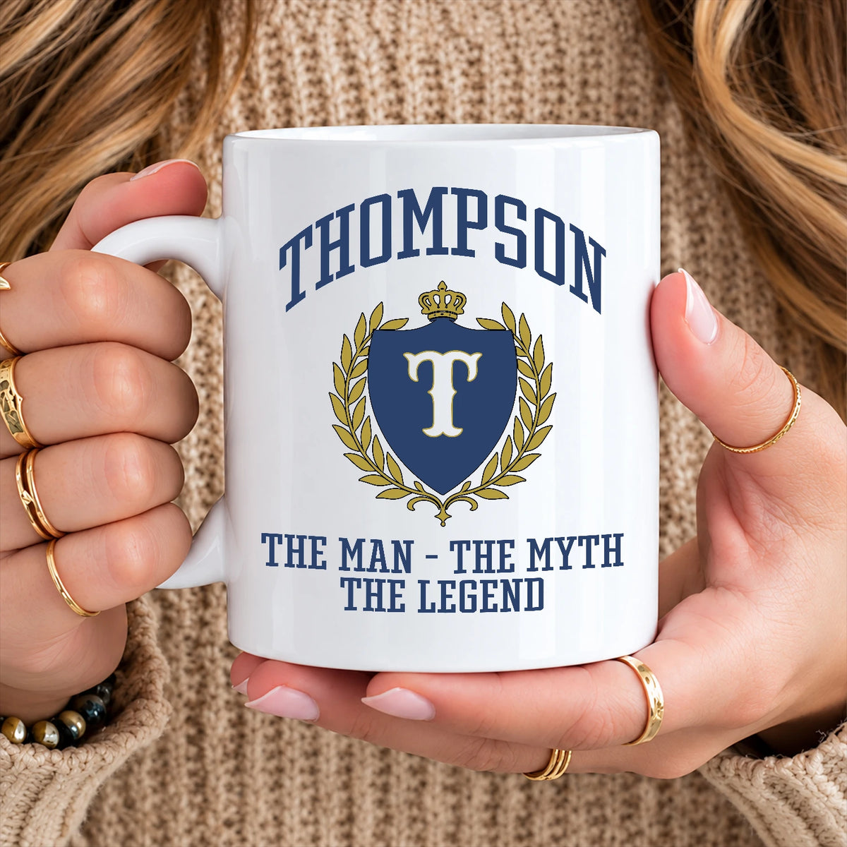 The Man The Myth The Legend Blue And Yellow Logo Mug THOMPSON 13K1 MG24