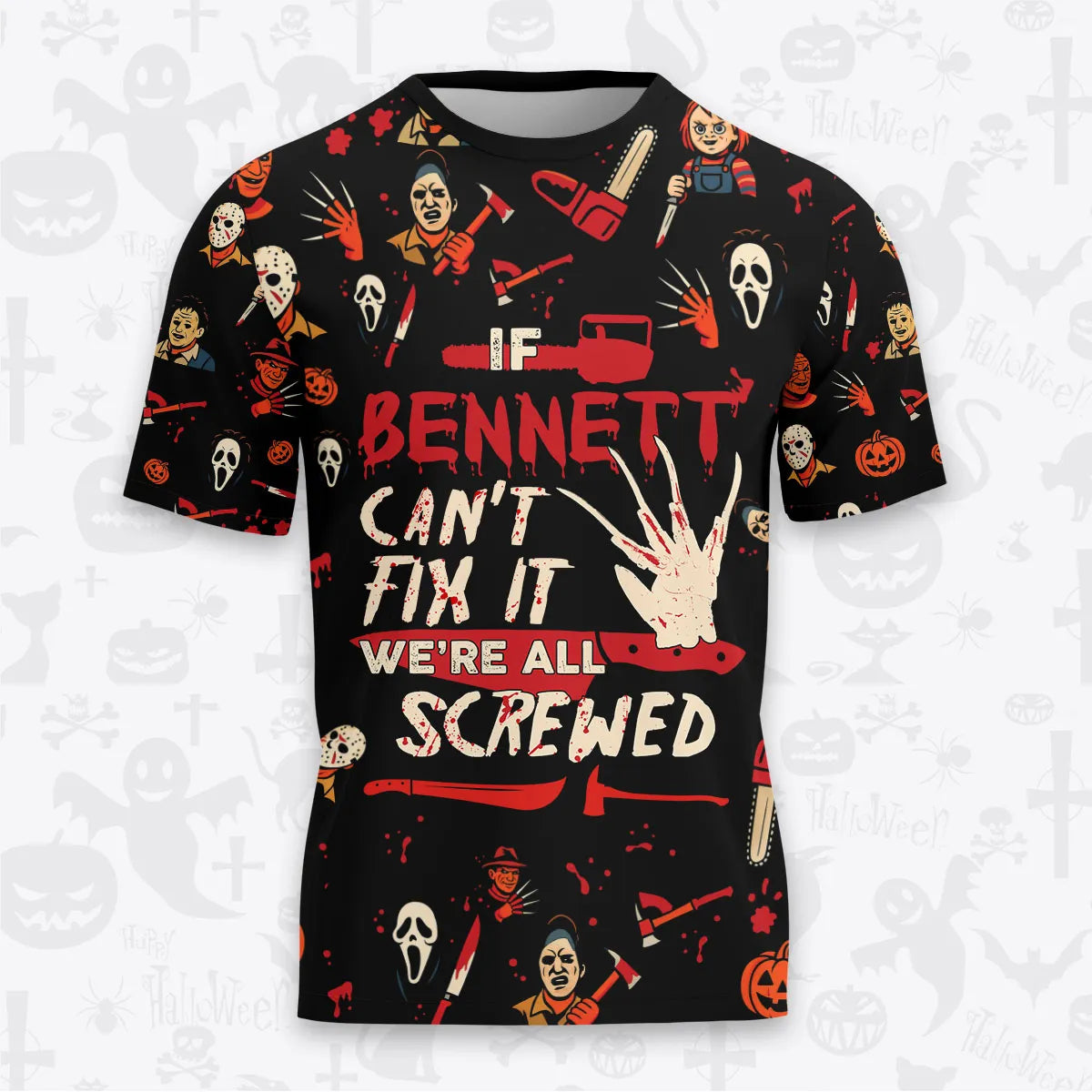 BENNETT Horror Halloween Pajama Set Scary T-Shirt & Pants Sleepwear Costume 13K1-HL1