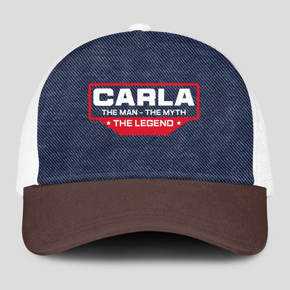 The Man The Myth The Legend Navy Brown And White Mesh Cap CARLA 13K1 C200PF