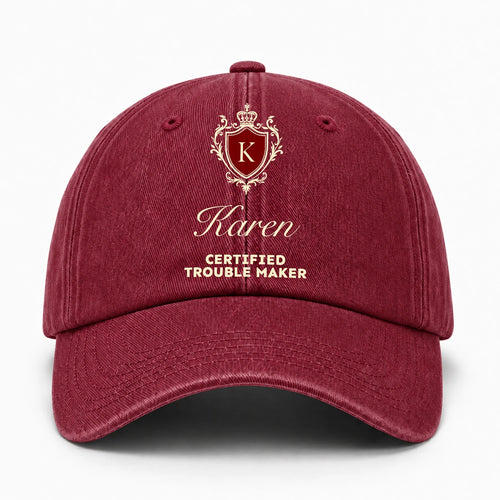 Certified Trouble Maker Royal Burgundy Washed Cap KAREN 13K1 C139PF